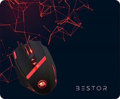 BESTOR Ultra-Low Friction Gaming Mouse Mat, Anti-Slip Base (Red/Black)