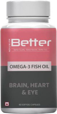 Better Nutrition Omega 3 Fish oil for brain, Heart and Eye Health | Premium EPA and DHA  (60 Capsules)