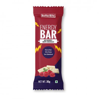 BetterBite Red Berrys White Chocolate Energy Bar 35gm (Pack of 24)