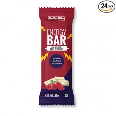 BetterBite Red Berrys White Chocolate Energy Bar 35gm (Pack of 24)