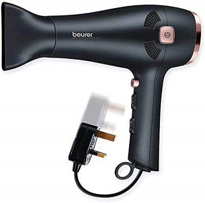 Beurer 2200 Watts Salon Hair Dryer - Professional Blow Dryer - Lightweight Travel Hairdryer for Normal & Curly Hair Includes with 2 attachments & practical cable retractor Black (3 Years Warranty)