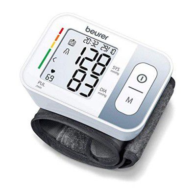 Beurer BC28 Wrist Blood pressure Fully Automatic Digital Monitor (White)/Risk Indicator, LCD Screen, Portable BP Machine
