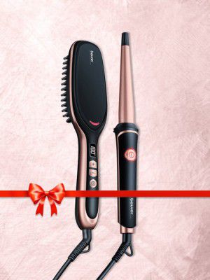 beurer Curling Tongs & Hair Straightening Brush Combo - Black