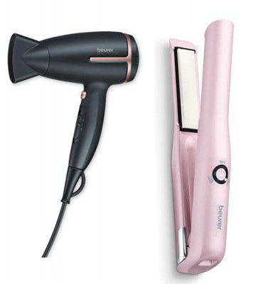 Beurer Hs 20 Cordless Hair Straightener With Hc 25 Travel Hair Dryer.,Black