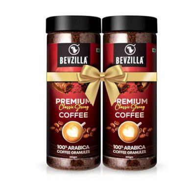 Bevzilla 100% Arabica Instant Coffee Powder – 400g (200g x 2 Jars) | Strong Classic Blend 
