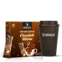 Bevzilla 48 Chocolate & Mocha Instant Coffee Sachets with Eco-Friendly Bio-Composite Tumbler | Bamboo Fiber, Coffee Husk & Rice Husk | Plastic-Free Café-Style Coffee Kit | Enjoy Hot & Cold...