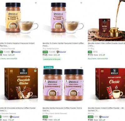Bevzilla Coffee Powder Upto 77% Off starting From Rs.126
