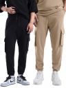 Bewakoof Air 1.0 Men's Solid Oversized Fit Terry Cargo Joggers(Pack of 2)...