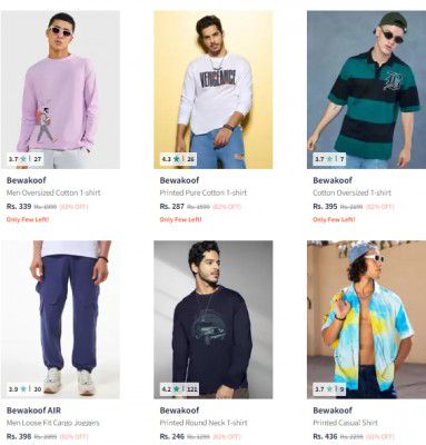 Myntra : Upto 83% Off On Bewakoof Men's Clothing Starts At ₹99