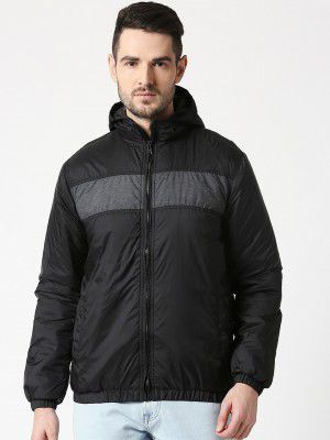 Bewakoof Men Black Solid Sporty Jacket