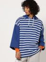 Bewakoof Men Blue Striped Hooded Sweatshirt...