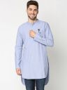 Bewakoof Men Blue & White Solid Kurta...