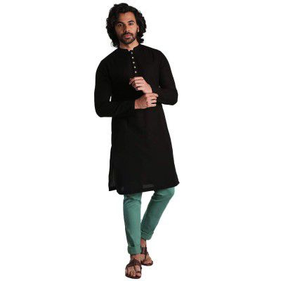 Bewakoof Men Men's Solid Black Long Kurta