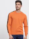 Bewakoof Men Orange & Black Typography Pullover...