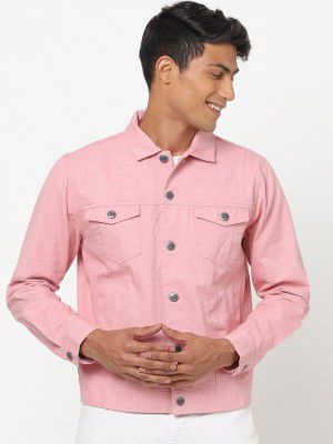 Bewakoof Men Pink strawberry cream Crop Tailored Jacket with Embroidered