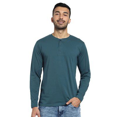 Bewakoof Men Plain Solid Full Sleeve Henley Neck T-Shirt