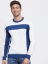 Bewakoof Men White & Blue Colourblocked Pullover...