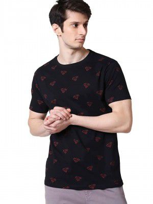 Bewakoof Men's All Over Printed 100% Cotton T-Shirt - Regular Fit, Round Neck, Full Sleeves
