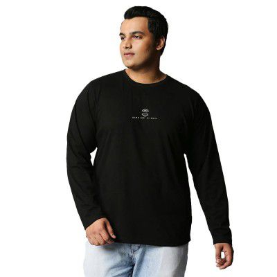 Bewakoof Men's Graphic Printed Regular Fit Full Sleeve Round Neck Cotton Plus Size T-Shirt