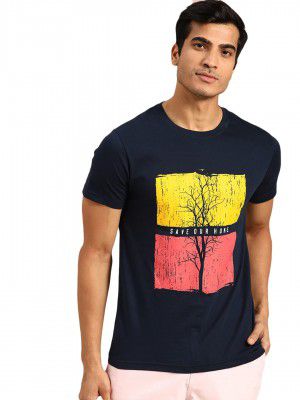 Bewakoof Men's Printed 100% Cotton T-Shirt - Regular Fit, Round Neck, Half Sleeves