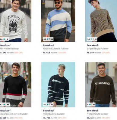 Upto 80% OFF - Bewakoof Mens Sweatshirt 