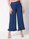 Bewakoof Women Blue Flared Knitted Palazzos...