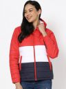 Bewakoof Women Red & White Colourblocked Padded Jacket...