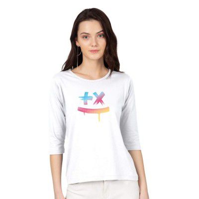 Bewakoof Womens Cotton Printed Martin Garrix Colorful 3/4th Sleeves | Round Neck | Regular Fit T-Shirt/Tee