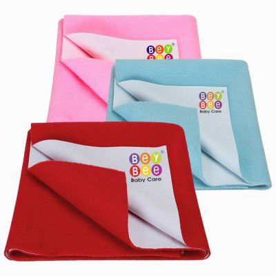 BeyBee Baby Bed Protector Sheet, Baby Waterproof Sheet, Baby Dry Sheet Pack Of 3  (Red, Sea Blue, Pink)
