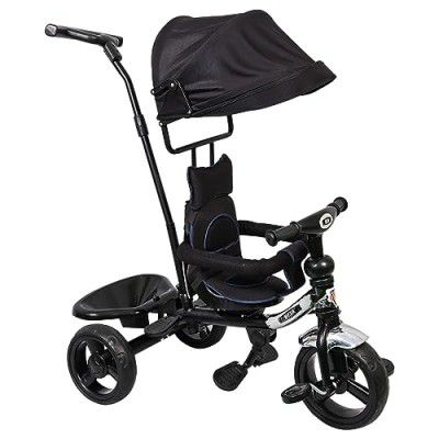 BeyBee Beta Secure Baby Tricycle for Kids with Sun Canopy & Parents Handle and Storage Basket Back Side (Black)