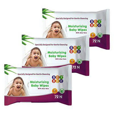 BeyBee Moisturizing Wipes for Baby | Paraben Free, Safe for Babies | pH balanced Rich in vital nutrients|72 Counts Per Pack [Pack of 3]