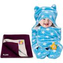 BeyBee New Born Babies Combo Blanket & Dry Sheet (Blue, Plum)...