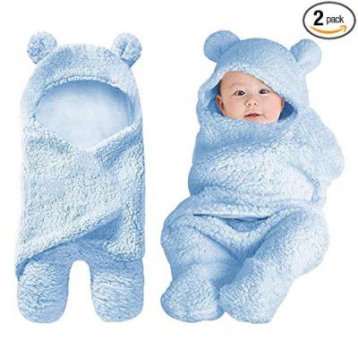 BeyBee Newborn Babies 3 in 1 Baby Blanket Wrapper-Sleeping Bag - Pack 2