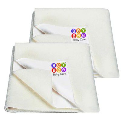 BeyBee Non-Toxic Quick Dry Sheet for Baby|Waterproof Extra Absorbent Mattress Protector (Pack of 2)