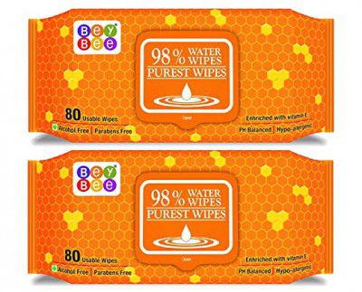 BeyBee Water Based Baby Wet Wipes with Lid (Pack of 2)