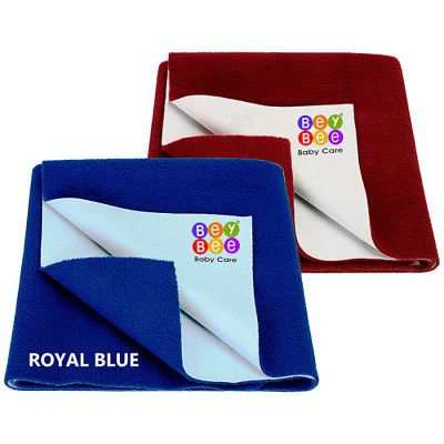 BeyBee® Waterproof Cotton Bed Protector Sheet Combo (Royal Blue + Maroon)