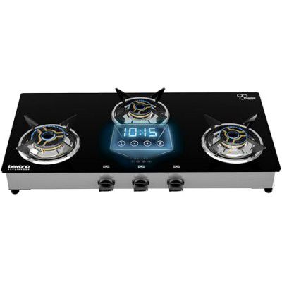 BEYOND Appliances Auriga Plus 3 Burner Smart Glass Cooktop |LPG & PNG Compatible