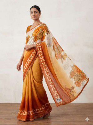 Beyond Borders Floral Print, Paisley, Printed Daily Wear Chiffon Saree (Multicolor)