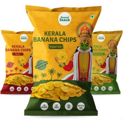 Beyond Snáck Kerala Banana Chips - 450g (Original Style, Peri Peri and Sour Cream Onion Parsley)