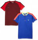 BHAJJI Combo of 2 T-Shirts Size Medium(38) Round Neck T Shirt B-022 MEHROON with Zip Color B-048 Royal Blue...