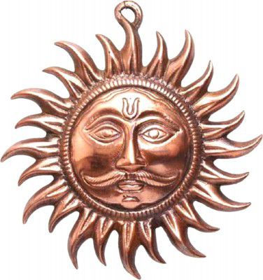 Bhakti Sringar Metal Copper Sun Face God Wall Hanging - 10 cm