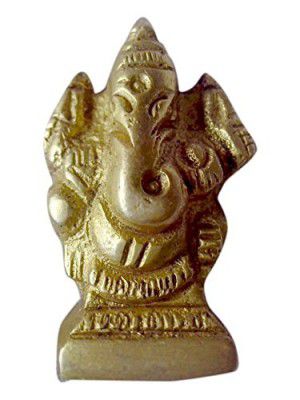BHARAT HAAT Kalarambh Car Dashboard Ganesh God Brass Idol Handicraft Small Art