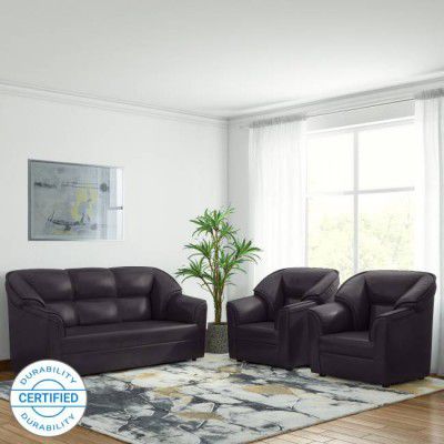 Bharat Lifestyle Riyan Leatherette 3 + 1 + 1 Sofa Set (Brown, DIY(Do-It-Yourself))