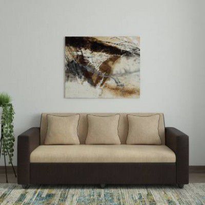 Bharat Lifestyle Tulip Fabric 3 Seater Sofa (Finish Color - Cream Brown, DIY(Do-It-Yourself))