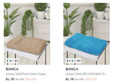 Bianca Bath Towels at Min 80% off