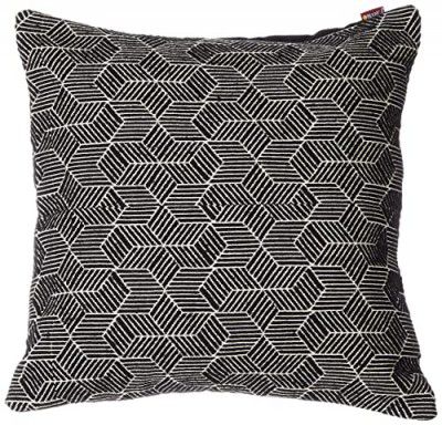BIANCA Decorative Hand Loom Cotton Jute Cushion Covers -1pc 16 X16 Size (Handmade) Geometric-Black/Off White