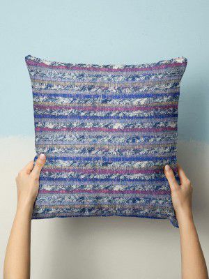 BIANCA Tweed Handloom Luxury Cotton 16 x16 inches Cushion Covers with Back Zipper Pattern - 300 GSM - 1 Piece (Handmade) - Multi