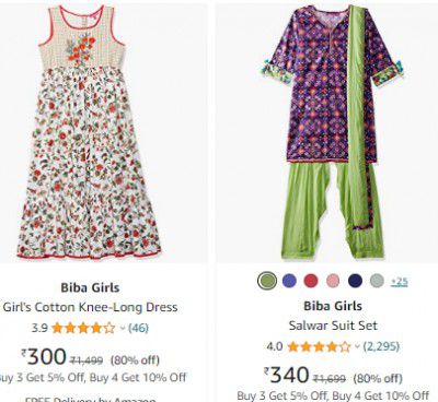 Biba Girls Dress Upto 80% Starts ₹300
