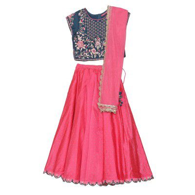 BIBA Girls Silk Lehenga Set