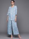 Biba Women Blue Floral Printed Kurti with Palazzos...